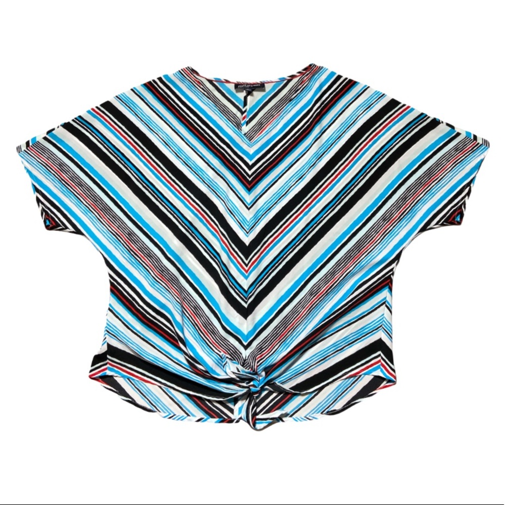 Jones New York Sleeve Blouse Top Front Knot Large
